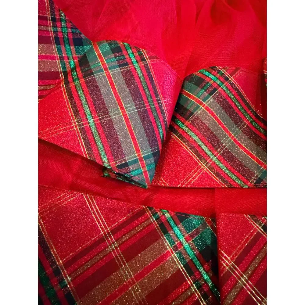 Bonnie Jean Red Velvet & Plaid Tiered Holiday Dress Girls New Christmas Size 8